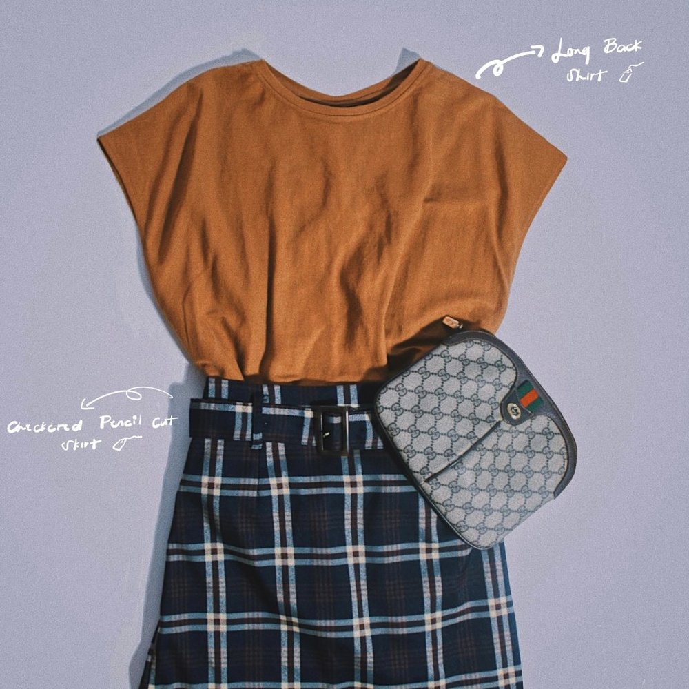 Checkered Pencil Cut Skirt